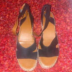 Never Worn Size 12 black wedges